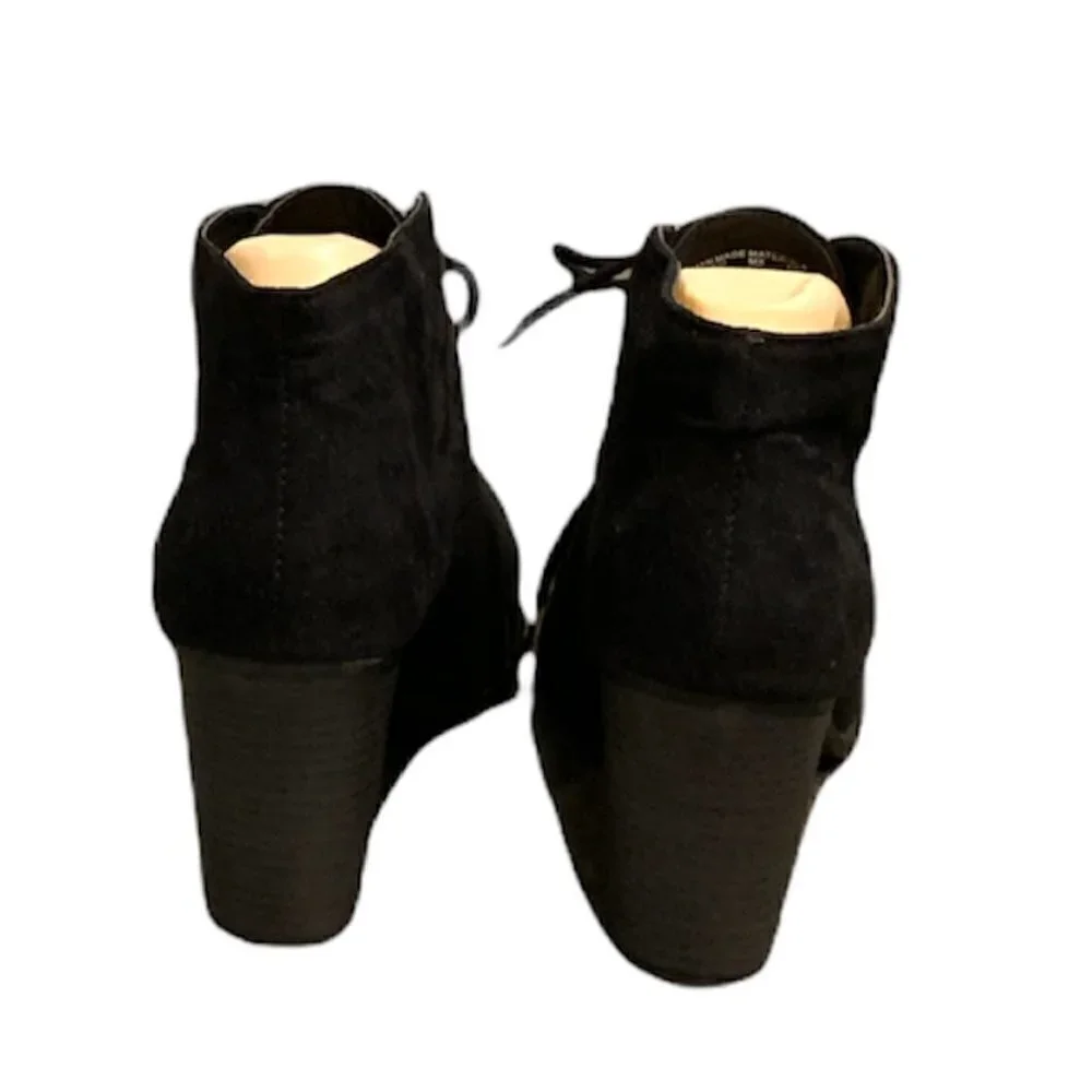 Attention High Heel Lace Up‎ Booties Sz 7M Black #174N